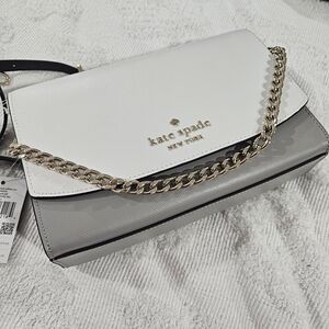 Kate Spade White and Gray Chain Shoulder Bag